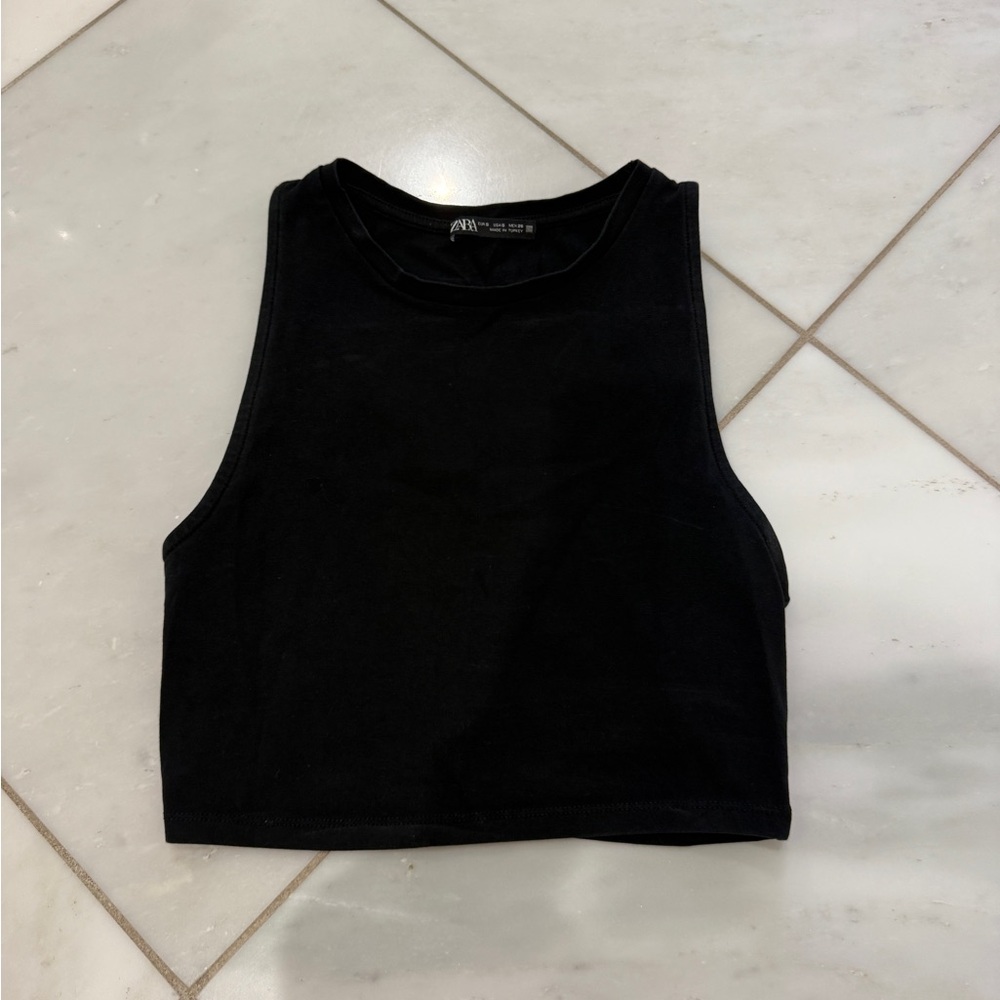 Zara Black Sleeveless Crop Top